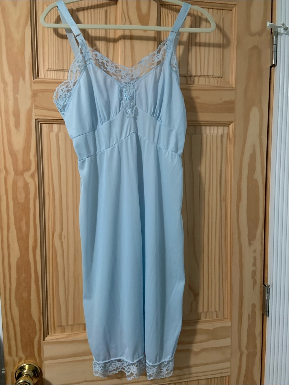 Blue Nylon Slip/Negligee with Adjustable Straps size 36